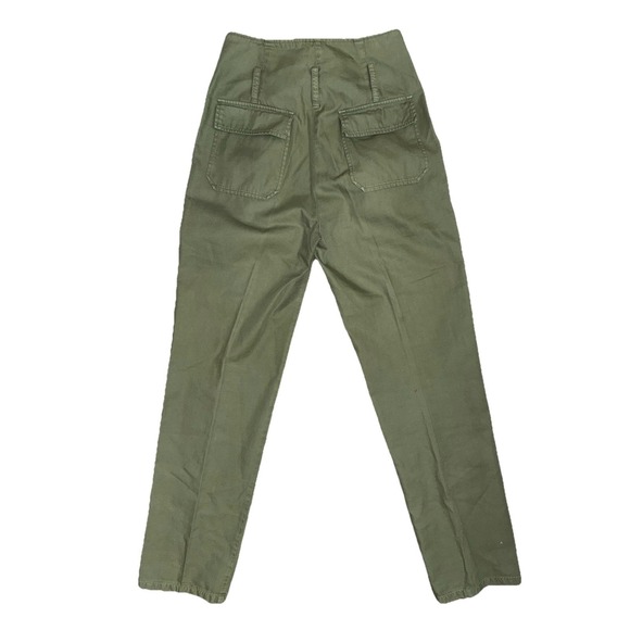 Sandro Paris Olive Green Belted Cropped Pleated Ankle Pants Womens Size 36 (US4) - Picture 3 of 7